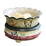 Original Candle Warmer - Electric 2-in-1 Fragrance Air Freshener - 2 Piece Ceramic Melt Tart Wax Cube Melter - Essential Oil Aroma Burner - Eliminate Odors - Butterfly Pattern