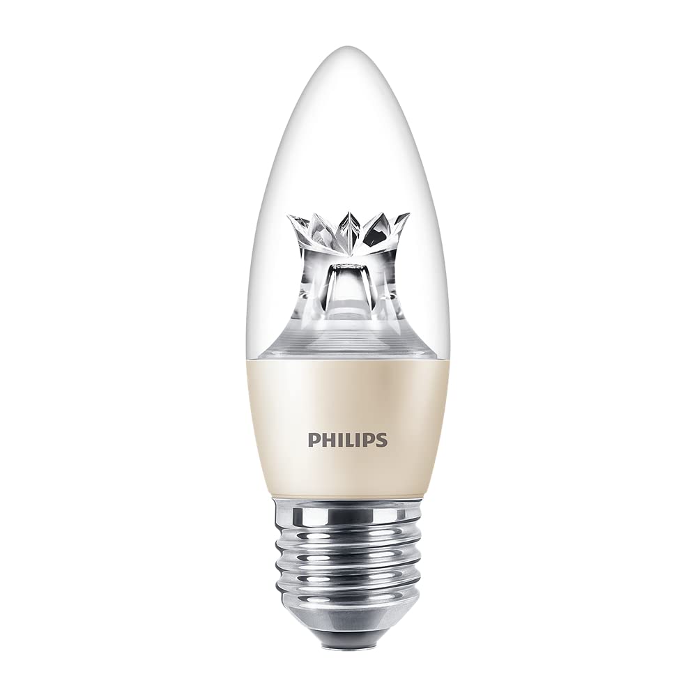 Philips Master LED Diamond Spark 5.5W (40W Replacement) B38 Candle Bulb, E27 Edison Screw Base, DimTone, Dimmable LED Lamp, 2200K–2700K Warm White, Clear Finish, Energy Efficient Decorative Lighting