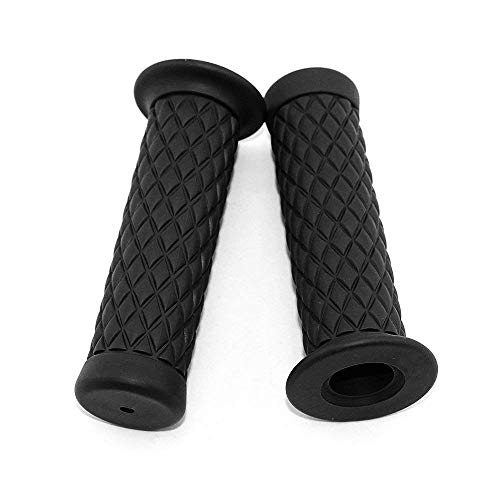 Non Slip Rubber Bar End Thruster Grip Pair/2PCS 7/8" 22mm Motorcycle Comfort Hand Handlebar Grip Thruster Grip for Harley Honda Triumph Yamaha Kawasaki CG125 CB400 (Black)