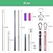Telescopic Re-usable Stainless Steel Metal Straws, Yoelike 2 Pack Portable Travel Drinking Straw with Case, Cleaner Brush, Keychain, Carabiner, Silicone Tips for Drinking Water, Smoothie, Juice