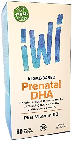 iWi® Omega-3 DHA Prenatal powered by Algae, 1250 mg of pure Marine Algae Oil, 500 mg DHA, 90 mcg Prenatal Vitamin K2,100% Vegetarian,Non-GMO, Gluten-Free, Sustainable US Farming, 30 Softgel