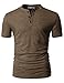 H2H Mens Stylish Fashion Casual Front Placket Basic Henley T-Shirts Brown US L/Asia XL (CMTTS0203)