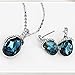 NEOGLORY Platinum Plated Angle Teardrop Crystal Jewelry Set, Pendant Necklace, Earrings,18