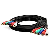 CMPLE 5-RCA Male to 5RCA Male RGB Component Audio Video Cable for HDTV - Gold Plated RCA to RCA - 12 Feet, Black
