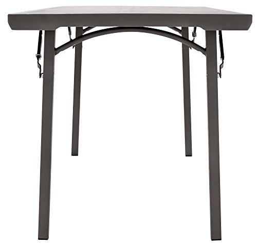 ZOWN Commercial 72â€ (6 ft.) 300 lb. Use Rate Rectangular Heavy Duty Blow Mold Banquet Folding Table with End of Table Seating, Brown