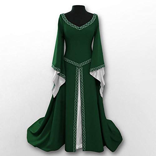 CCOOfhhc Victorian Vintage Dress-Womens Irish Medieval Dress Costume Retro Gown Cosplay Costumes Hollow Flare Long Dress Green