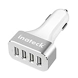 [Aluminum/ Free 2*4ft Micro USB Cables] Inateck Aluminum 9.6A/ 48W 4-Port USB Car Charger with Intelligent Charging Technology for Smartphones and Tablets