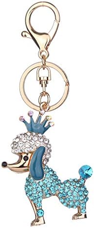 Harmily Crystal Pet Poodle Key Chain Rhinestone Puppy Bag Buckle Keychain Party Jewelry Gift Dog Pendant Keyring