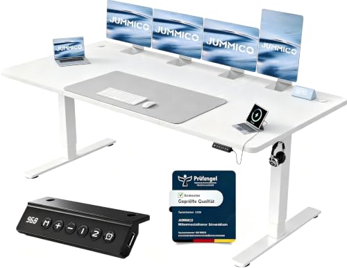 JUMMICO Höhenverstellbarer Schreibtisch 200 x 80 cm, USB-A-Anschluss