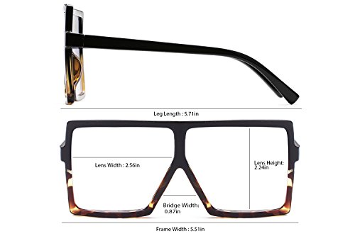 GRFISIA Square Oversized Sunglasses for Women Men Flat Top Fashion Shades (2 PCS-Black- leopard, 2.56) - Thumbnail 7