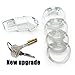 FYJUSTICE Men's Lightweight Comfortable Resin Chasti-ty Device with 4 Sizes Rings 2 Pairs of Keys (Short, Transparent)