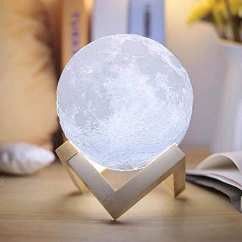 Moon Light The Kingdom Store Plastic 3D Printing Projector Moon Lamp (Warm White, 12cm)