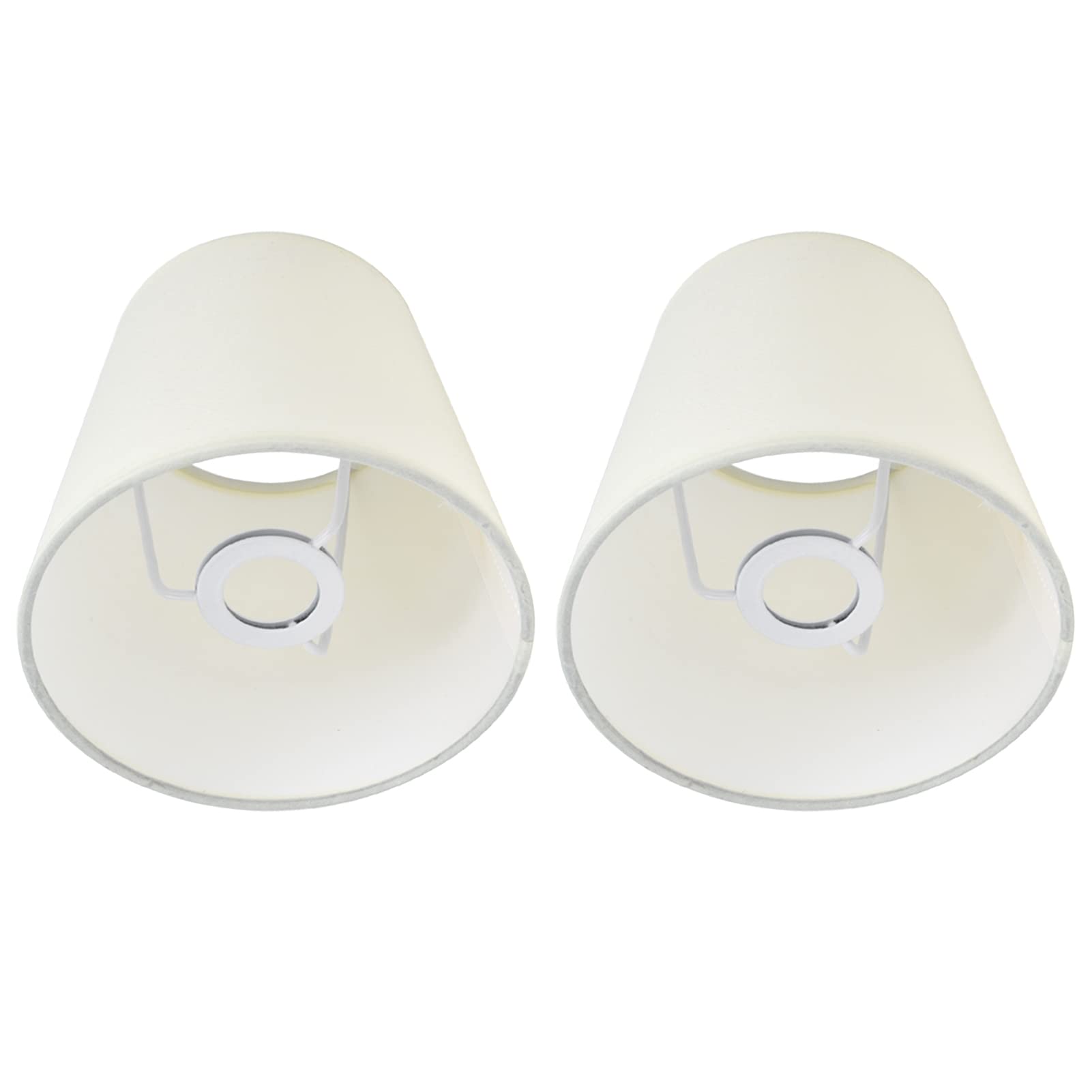Fabric Lamp Shades, Set of 2 Small Lamp Shade, Candle Chandelier Lampshades for Table Light Shades for Barrel Fabric Lampshade(White)