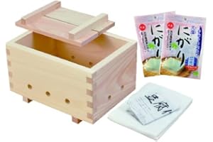 EDOYA Tofu Maker Kit Made in Japan Hinoki Wood with 8 Bags Coagulant (Square)