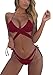 Huiyuzhi Womens Sexy Criss Cross Push up Cut Out Two Piece Swimsuit Strappy Bandage Bikini Set