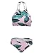 Ekouaer Womens Forest Leaves Printing High Neck Halter Bikini Set Swimsuit (Pink, L)
