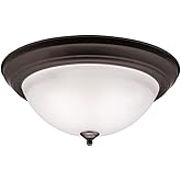 Kichler 8116OZ Flush Mount Round Glass Ceiling Lighting, Bronze 3-Light (16" W x 7" H) 180 Watts