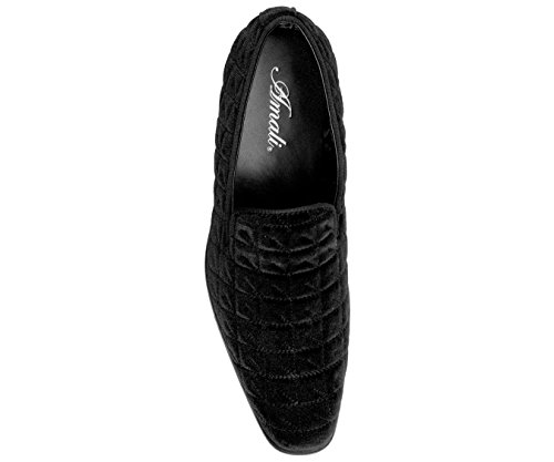 Amali Mens Crushed Velvet Smoking Slipper Nightclub Loafer, Slip On Formal Dress Shoe - Thumbnail 2