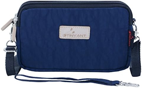 Women's 3 Layers Wristlet Purse Zipped Cell Phone Clutch Crossbody Handbags