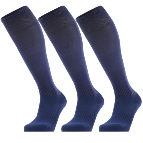 GRAPMKTG 3 Pack Soccer Softball Baseball Socks for Youth Football Knee High Socks for Kids Tube Socks for Boys Girls Navy Blue X-Small at Amazon
