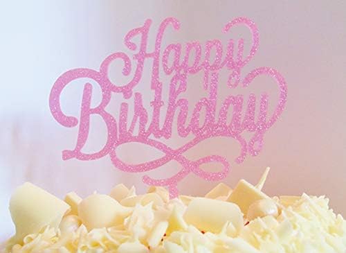 Glitter Pink Cake Decoration Happy Birthday Made from strong 3mm food safe acrylic