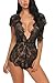 recent Women Sexy Lingerie Nightwear Lace Babydoll Features Plunging Eyelash Teddy Bodysuit