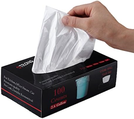 Feiupe 2.6 Gallon Extra Strong Clear Small Trash Bag Garbage Bag Trash Can Liner,100 Counts (2.6 Gallon)