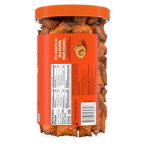 REESE’S FILLED PRETZELS, PEANUT BUTTER PRETZEL NUGGETS, CRUNCHY, READY TO EAT, SWEET AND SALTY SNACK, 18OZ JAR