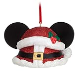 Disney Mickey Mouse Red Glitter Santa Ear Hat Ornament - Christmas