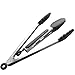Silicone Tongs, NYKKOLA Premium quality Silicone Stainless Steel Tongs Silicone Cooking Utensils 2 Pack (9inch & 12inch in Graphite Gray Black)