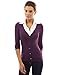 PattyBoutik Women's Shirt Collar Pleated 2 in 1 Top (Dark Purple M)