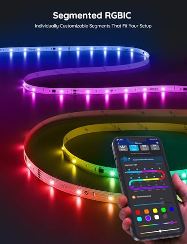 Govee RGBIC LED Strip Light 5M, Smart Lights for Bedroom, Bluetooth LED Strip APP Control, DIY Multiple Colors on One Line, Music Sync [Energy Class G]