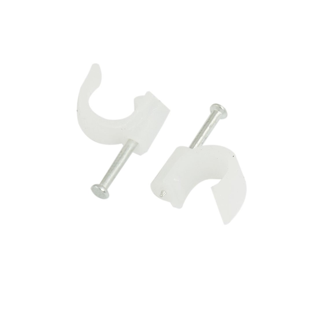 Sourcingmap 100 Pcs 8mm Dia Round Cable Wire Fastener Circle Clips w Metal Nail