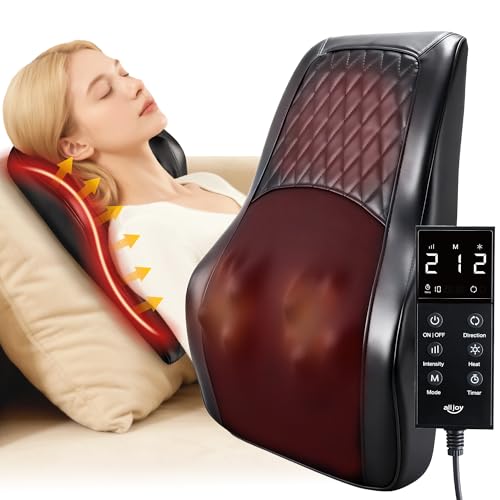 ALLJOY Shiatsu Neck Massager with Heat, 3D Back Massager Massage Cushion for Neck, Shoulders, Back, Legs, Gift for Mum, Dad, Women, Men