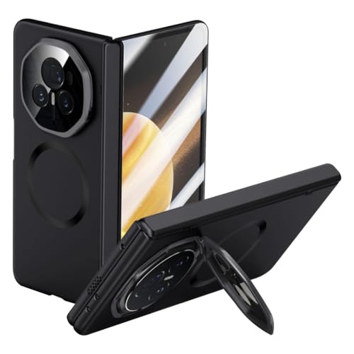 Kequsprk Case Compatible with Honor Magic V3, Lightweight, Ultra-Thin Case with Built-in Screen Protector, Lens and Hinge Protection, Shockproof Magnetic Closure Kickstand Protective Cover, Black
