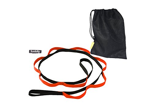image for SunJolly Yoga Stretch Strap with loops physical therapy Multi-Grip Pil