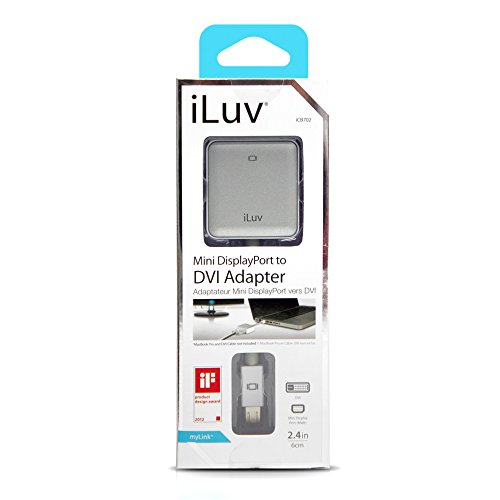 iLuv Mini DisplayPort/Thunderbolt to DVI adapter with aluminum finish, shielded cable, and 1920 x 1080 HD resolution for Mac computers and DVI Monitor - no extra power or driver required (2.4") - Thumbnail 6