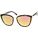 zeroUV High Fashion Metal Outer Frame Color Mirror Lens Oversized Cat Eye Sunglasses 55mm (Tortoise-Gold/Pink Mirror)