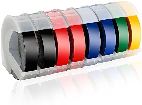 Embossed Label Maker Adhesive Embosser Tape(Black/Red/Blue/Yellow/Green) for DYMO Caption Maker 1741205,ID Label Maker Embosser,Write Brite Embosser,DYM101105,Dymo Metal Tape Embosser,Ship form USA