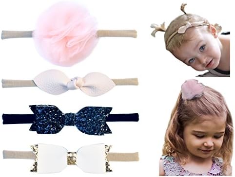 California TotBow Soft & Stretchy Nylon Headbands From Newborn to Girls, Mixed Set of 4 or 7