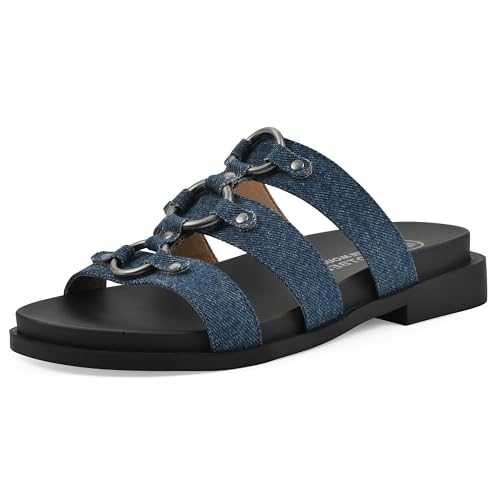 WHITE MOUNTAIN Women's Koala Strappy Sandal, Denimblue/Fabric, 10 M