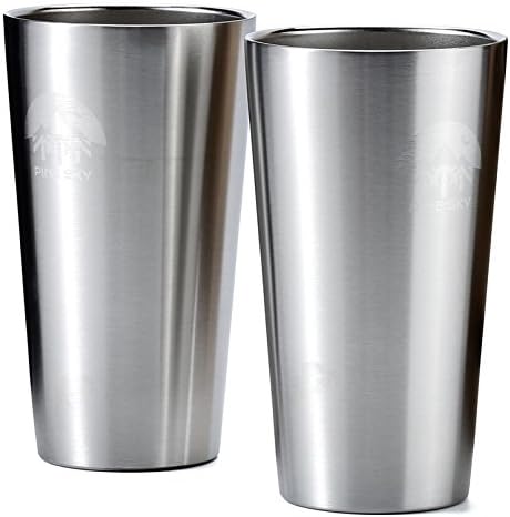 Stainless Steel True Pint Cup by Pine Sky, 16 oz Vacuum Insulated, Stackable Tumbler - Set of 2