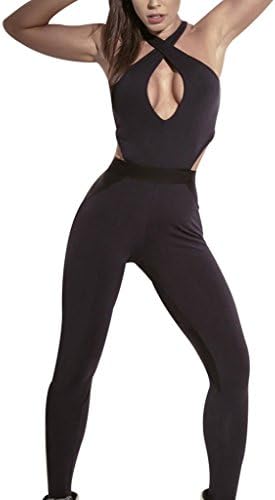 Sumtory Women's Sport Jumsuits One Piece Backless Bandage Tight Romper