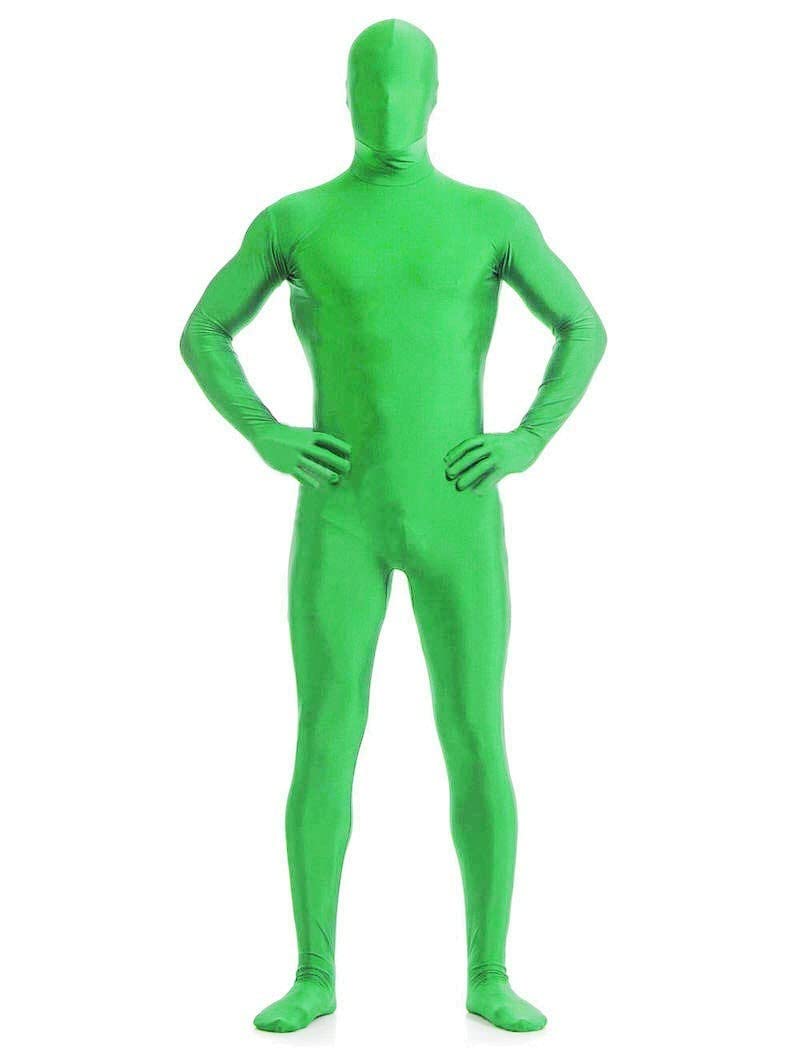 JZK S 160CM Full Body Green Screen Suit Cloth with Head for 150~161cm (4'9~5'3 under 133lb) Petite Adult Women Kids, Stretchy Stealth Suit for Fancy Dress Party, Halloween Bodysuit Costume