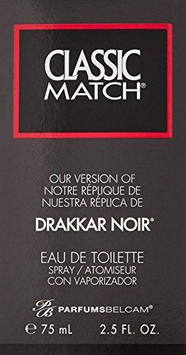 Parfums Belcam Classic Match Version of Drakkar Noir Eau De Toilette Spray, 2.5 Fluid Ounce
