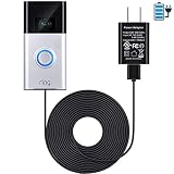 16 ft/ 5 m Charge Cable with DC Power Adapter Compatible with Ring Video Doorbell 1/2, Continuously Charging, No Need to Change the Batteries (for Ring Doorbell 1)