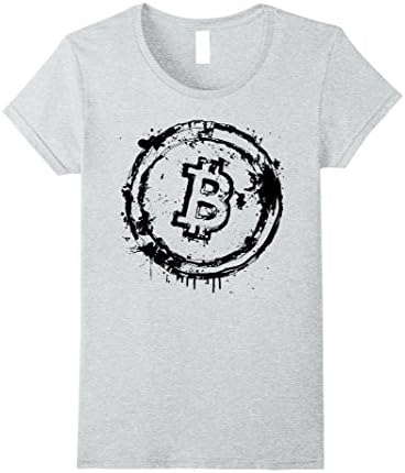 Womens Funny Bitcoin Shirts: Vintage Logo Crypto Symbol Tee | SA191 Small Heather Grey