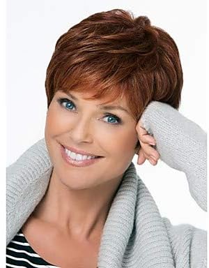 Zyc Short Hair Wigs Human Hair Natural Straight Cut Layered Short Hairstyles Hairstyles Fashion Side Part With Bangs Dark Wine Short Capless Wig Women S Amazon Co Uk Sports Outdoors