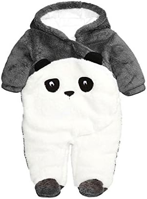 Toddler Baby Boy Girl Winter Outfit Flannel Cartoon Romper Infant Onesies (6-9Months, Panda)