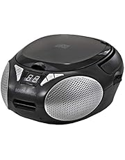 Magnavox MD6924 Portable Top Loading CD Boombox with AM/FM Stereo Radio in Black | CD-R/CD-RW Compatible | LED Display | AUX Port Supported | Programmable CD Player |